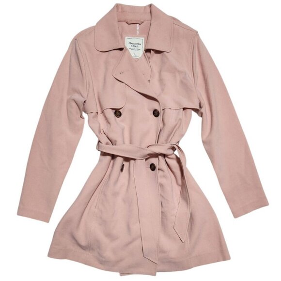 Abercrombie & Fitch Jackets & Blazers - Abercrombie light pink double breasted trenchcoat with belt